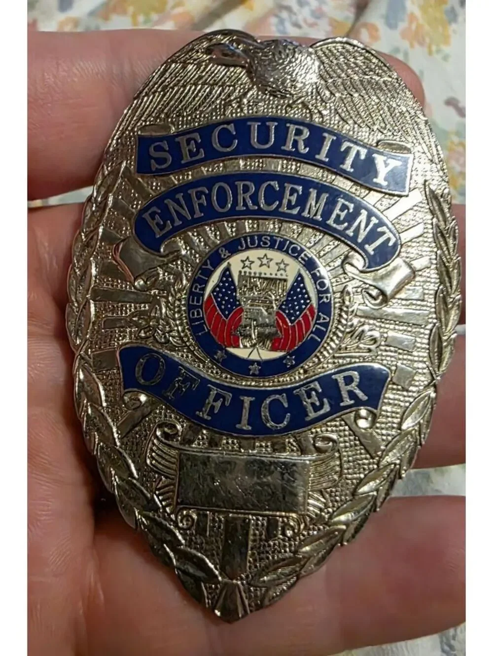 Vtg Security Pin B A D G E